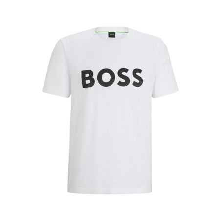 T-SHIRT EN JERSEY DE COTON BOSS BLANC À LOGO HOLOGRAMME RÉFLÉCHISSANT DÉCORATIF TEE MIRROR 1