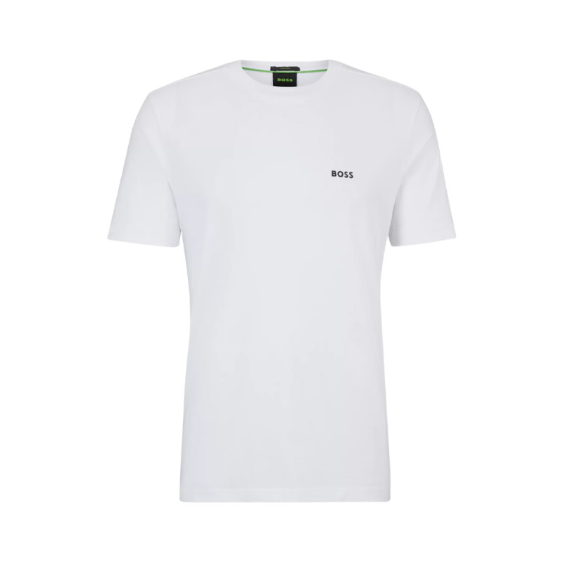 T-SHIRT BLANC REGULAR FIT EN COTON STRETCH AVEC LOGO CONTRASTANT TEE