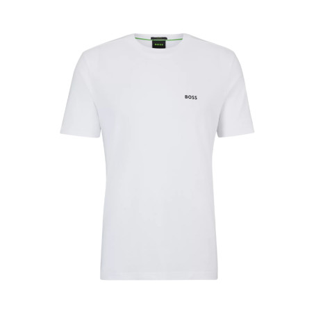 T-SHIRT BLANC REGULAR FIT EN COTON STRETCH AVEC LOGO CONTRASTANT TEE