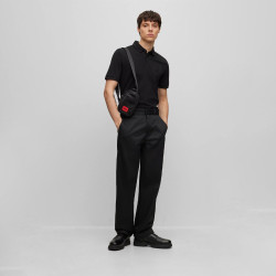 POLO SLIM FIT HUGO NOIR EN PIQUÉ DE COTON AVEC BADGE LOGO DERESO_C