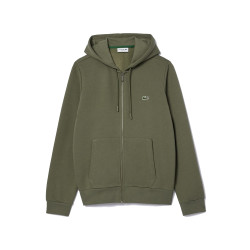 SWEATSHIRT ZIPPÉ À CAPUCHE LACOSTE SPORT AVEC EMPIÈCEMENTS EN MESH KAKI