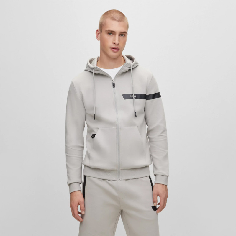 Sweat à capuche zippé Boss SAGGY 1 avec bande graphique | DM'Sports