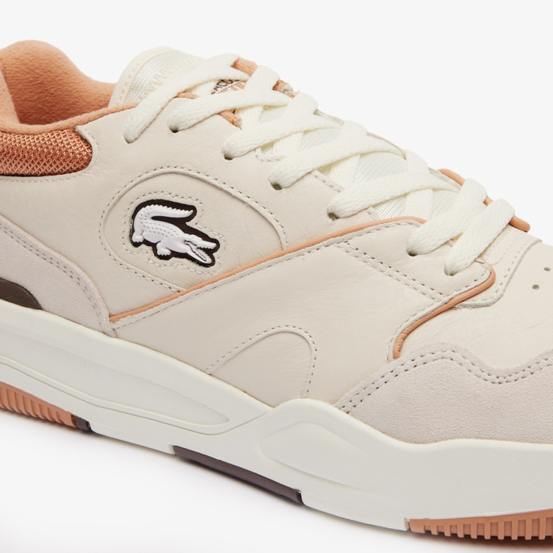 Baskets Lacoste LINESHOT en cuir Premium Beiges et Marrons Chez DMS