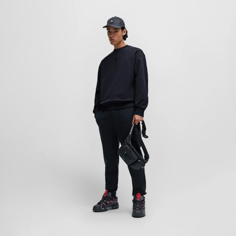 Sweat Hugo regular fit en coton stretch à logo revisité Chez DM'Sports