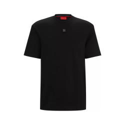 T-SHIRT NOIR HUGO REGULAR FIT EN COTON INTERLOCK À LOGO REVISITÉ DALILE