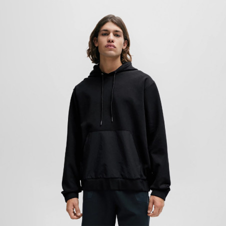 Sweat à capuche Hugo en coton stretch avec poche contrastante Chez DMS