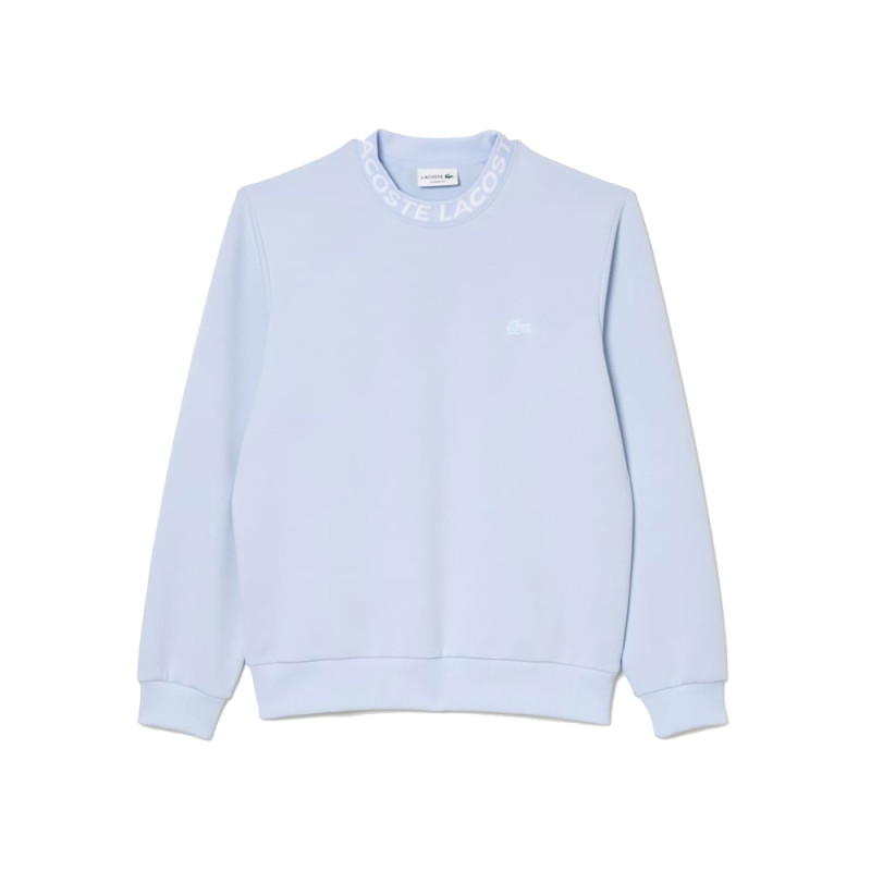 SWEATSHIRT LACOSTE EN DOUBLE-FACE À COL JACQUARD SIGLÉ BLEU CLAIR