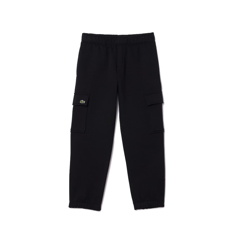 PANTALON DE SURVÊTEMENT LACOSTE CARGO NOIR EN MOLLETON ENFANT