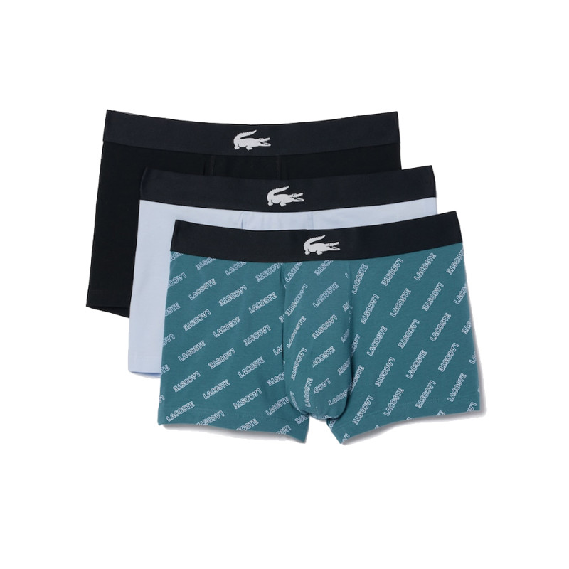 LOT DE 3 BOXERS LACOSTE EN COTON STRETCH BLEUS