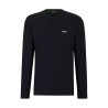 T-SHIRT REGULAR FIT EN COTON STRETCH BLEU FONCÉ AVEC LOGO CONTRASTANT