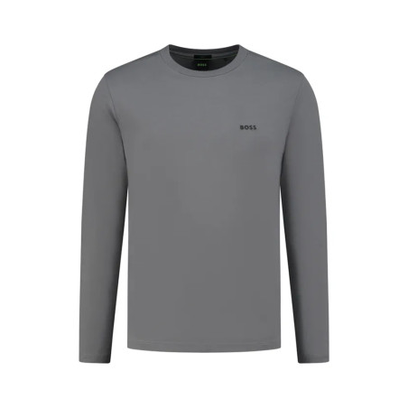 T-SHIRT REGULAR FIT EN COTON STRETCH BOSS GRIS AVEC LOGO CONTRASTANT TEE LONG