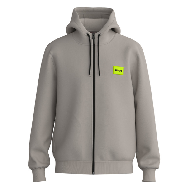 SWEAT ZIPPÉ HUGO DAPLE212 EN MOLLETON DE COTON AVEC PATCH LOGO BEIGE