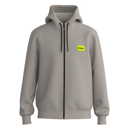 SWEAT ZIPPÉ HUGO DAPLE212 EN MOLLETON DE COTON AVEC PATCH LOGO BEIGE