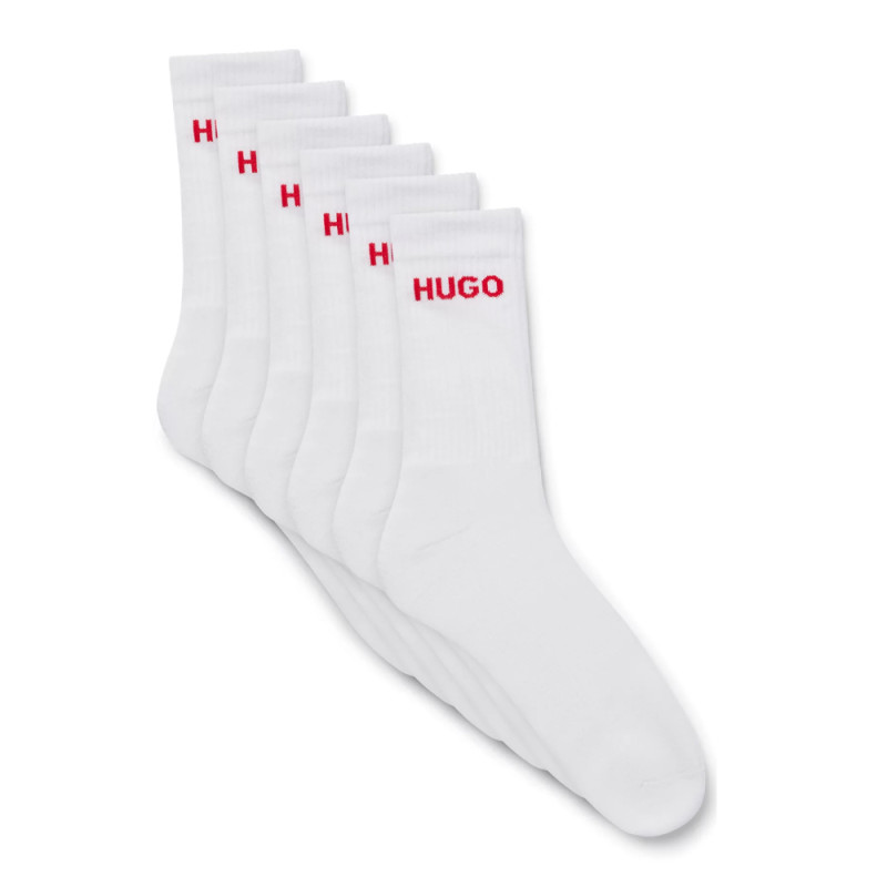 Lot de six paires de chaussettes mi-mollet Hugo à logo Chez DM'Sports