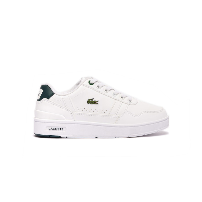 BASKETS LACOSTE T-CLIP ENFANT BLANCHES ET VERT FONCÉ