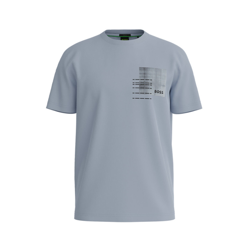 T-SHIRT REGULAR FIT EN COTON MÉLANGÉ BLEU BOSS AVEC MOTIF ARTISTIQUE SAISONNIER TEEBERO 2
