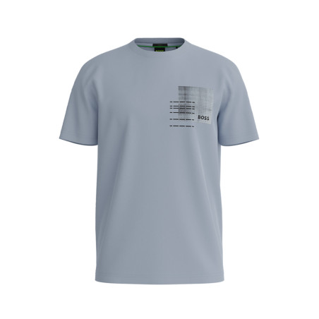T-SHIRT REGULAR FIT EN COTON MÉLANGÉ BLEU BOSS AVEC MOTIF ARTISTIQUE SAISONNIER TEEBERO 2