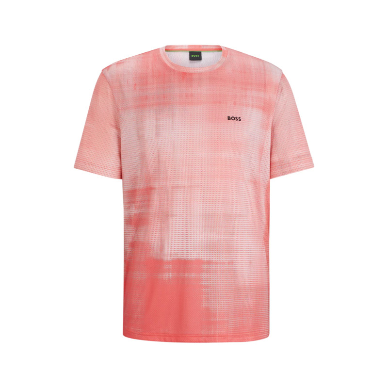 T-SHIRT REGULAR FIT BOSS ROUGE EN MESH IMPRIMÉ AVEC LOGO TEEBERO 3