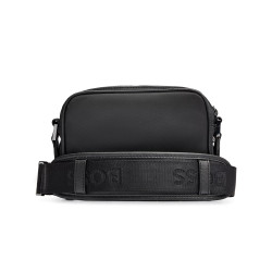 SAC PORTÉ CROISÉ BOSS NOIR AVEC FINITION DOUBLE MONOGRAMME COULEUR ACIER BB_EW_ZIP