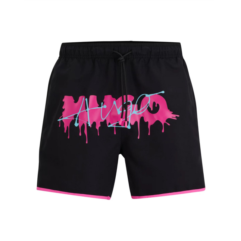 SHORT DE BAIN HUGO À SÉCHAGE RAPIDE NOIRE AVEC LISERÉ CONTRASTANT ET LOGO SAISONNIER CISCO