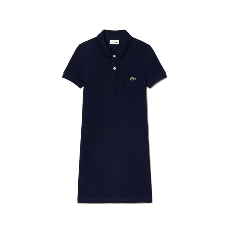 ROBE POLO FILLE LACOSTE EN PIQUÉ DE COTON UNI BLEU MARINE