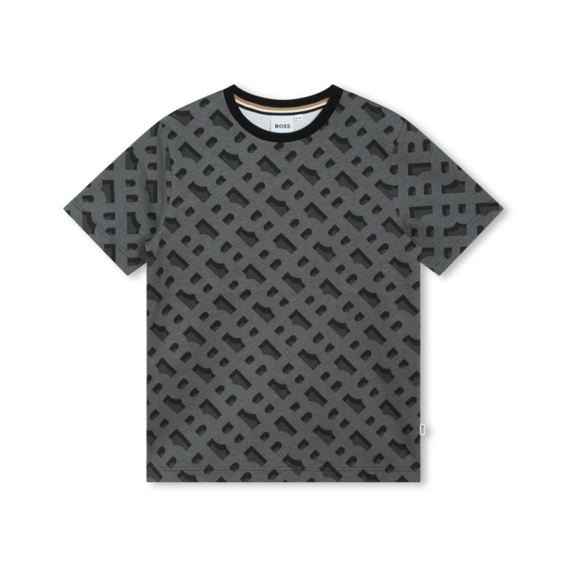 T-SHIRT NOIR MANCHES COURTES AVEC IMPRIMÉ BOSS ENFANT