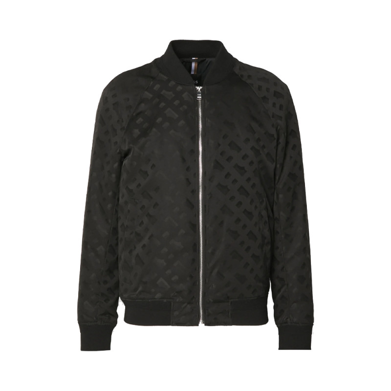 VESTE BOSS REGULAR FIT NOIRE À MONOGRAMMES JACQUARD EFFET 3D CORONDO