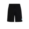 SHORT HUGO REGULAR FIT EN MOLLETON DE COTON NOIR AVEC ÉTIQUETTE LOGO DIZ222