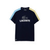 T-SHIRT LACOSTE TENNIS ULTRA-DRY COLOR-BLOCK IMPRIMÉ BLEU MARINE JAUNE ET BLEU