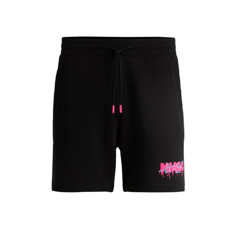 SHORT EN MOLLETON DE COTON NOIR AVEC LOGO DE LA NOUVELLE SAISON DAPALMI