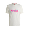 T-SHIRT HUGO BLANC EN JERSEY DE COTON AVEC DOUBLE LOGO DACATION