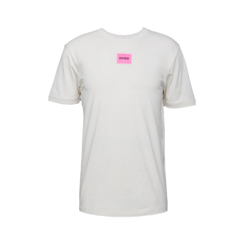 T-SHIRT BEIGE EN JERSEY DE COTON AVEC ÉTIQUETTE LOGO ROSE DIRAGOLINO212