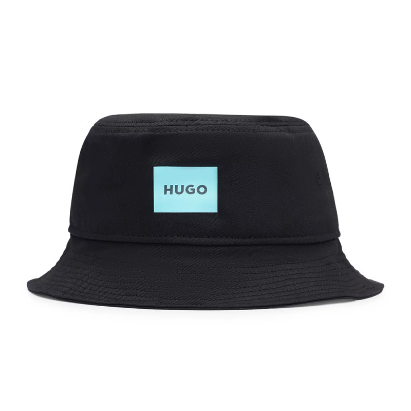 BOB HUGO NOIR EN TWILL DE COTON AVEC ÉTIQUETTE LOGO BLEUE LARRY-F