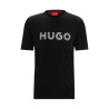 T-SHIRT HUGO NOIR REGULAR FIT EN JERSEY DE COTON AVEC LOGO AU CROCHET DROCHET