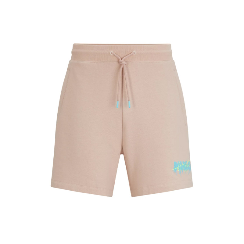 SHORT EN MOLLETON DE COTON ROSE CLAIR AVEC LOGO DE LA NOUVELLE SAISON DAPALMI