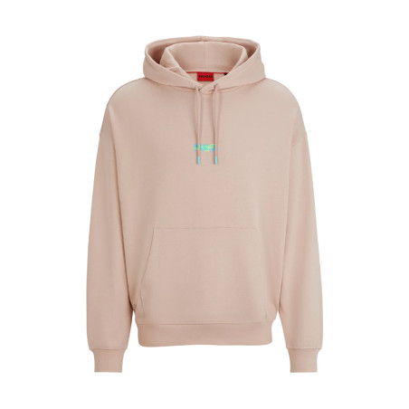 SWEAT À CAPUCHE OVERSIZE HUGO ROSE CLAIR EN MOLLETON DE COTON AVEC LOGOS DE LA SAISON DREEZES