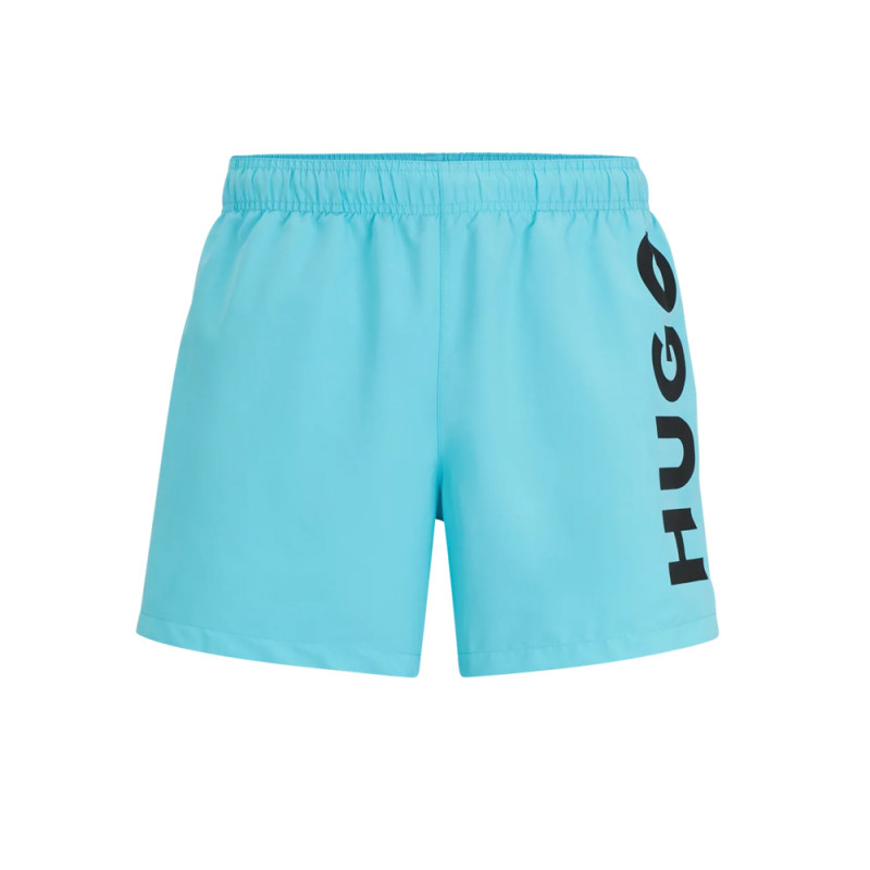 SHORT DE BAIN HUGO BLEU ENTIÈREMENT DOUBLÉ AVEC LOGO VERTICAL ABAS