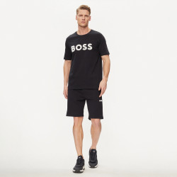 SHORT HEADLO 1 BOSS EN COTON MÉLANGÉ AVEC LOGO EN RELIEF MARINE