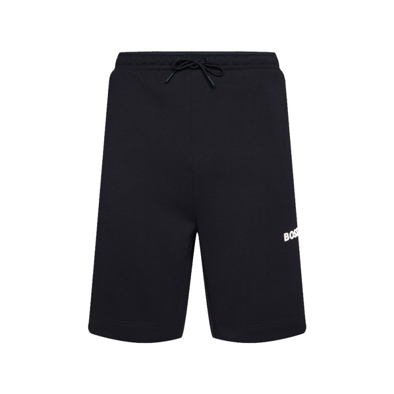 SHORT HEADLO 1 BOSS EN COTON MÉLANGÉ AVEC LOGO EN RELIEF MARINE