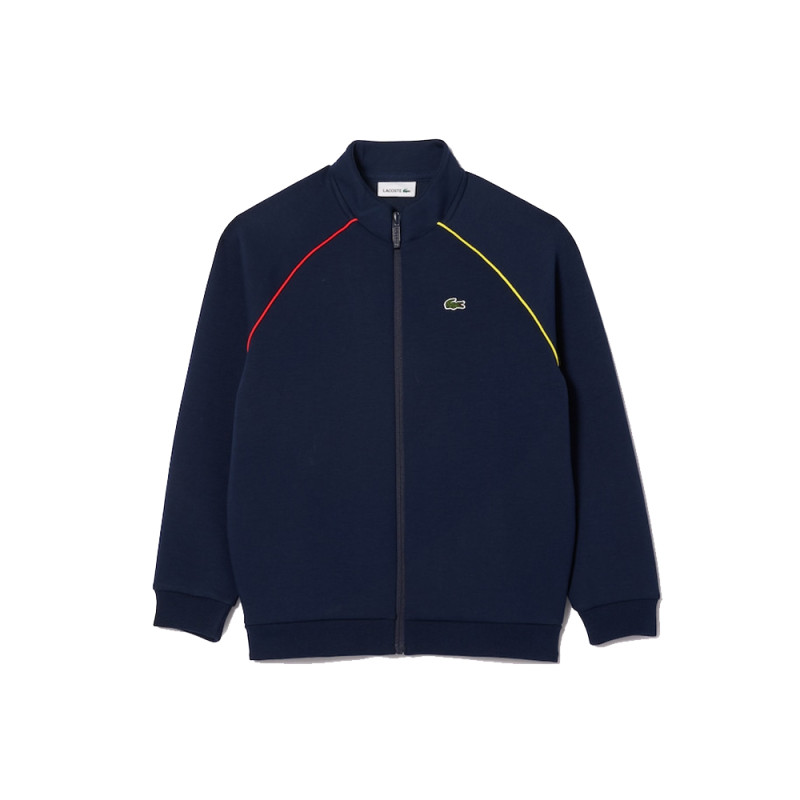 SWEATSHIRT ZIPPÉ LACOSTE ENFANT BLEU MARINE AVEC DÉTAILS CONTRASTÉS