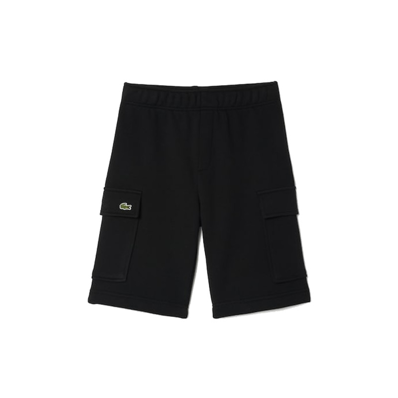 SHORT CARGO LACOSTE ENFANT EN MOLLETON GRATTÉ DE COTON NOIR