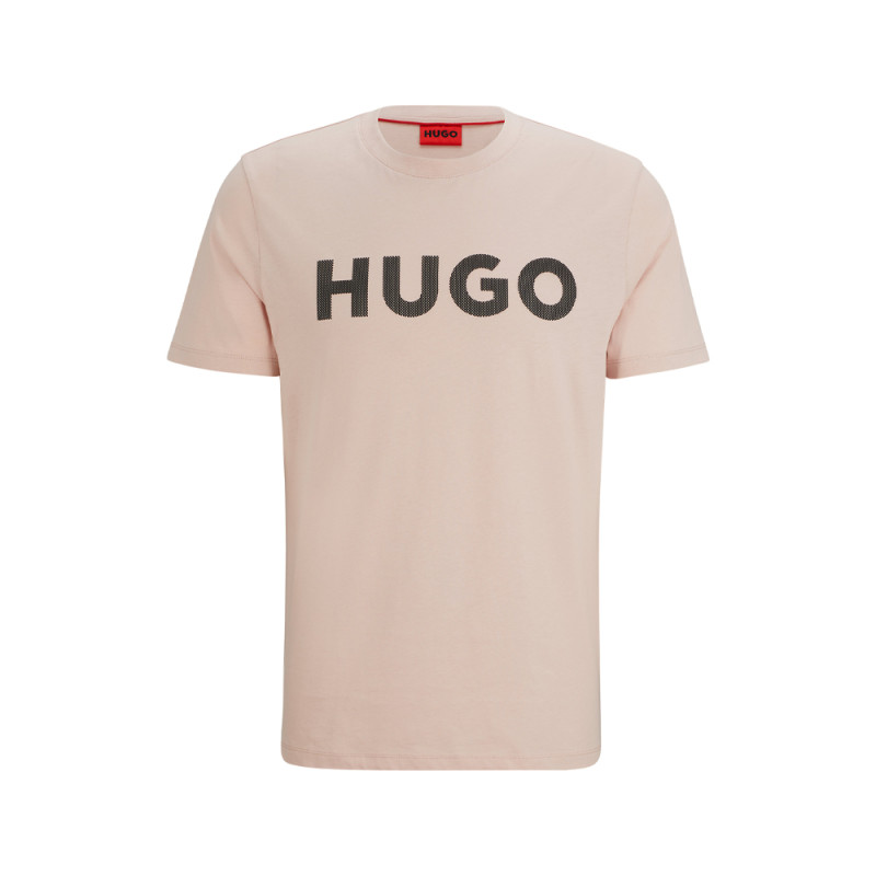 T-SHIRT HUGO ROSE REGULAR FIT AVEC LOGO IMPRIMÉ EN RÉSILLE NOIR DULIVIO_U242