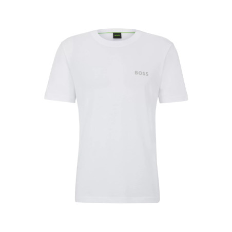 T-SHIRT BLANC REGULAR FIT EN JERSEY DE COTON AVEC LOGO EN MESH EN RELIEF TEE 12