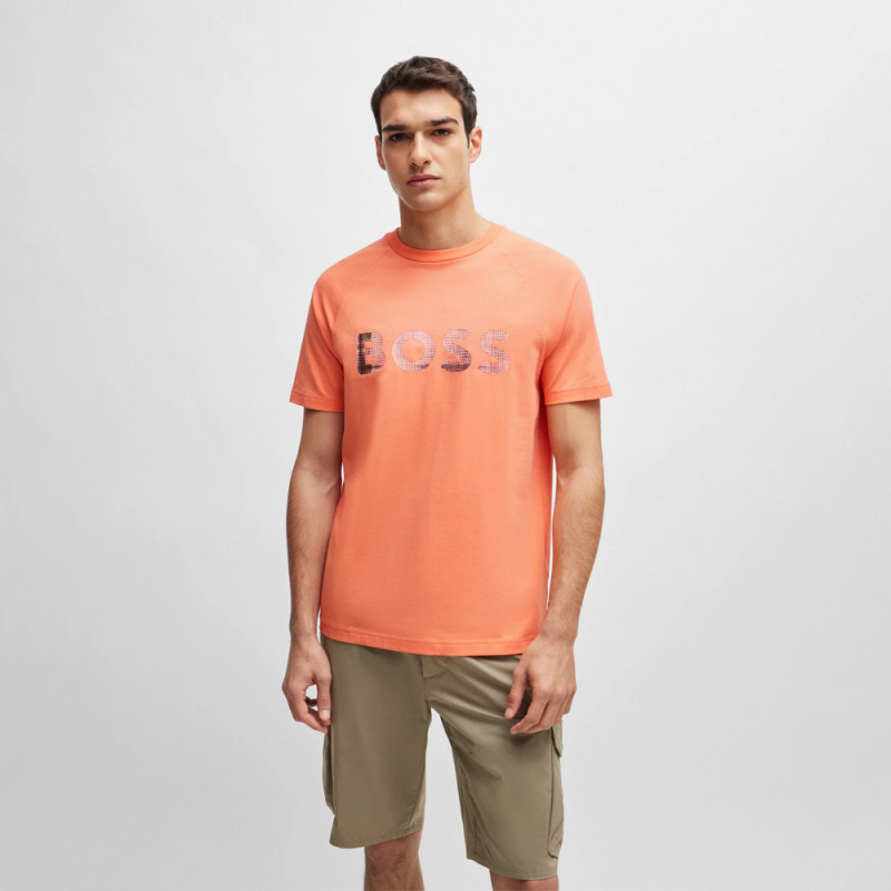 T-Shirt Regular Boss en coton stretch avec logo de la saison Chez DM'S