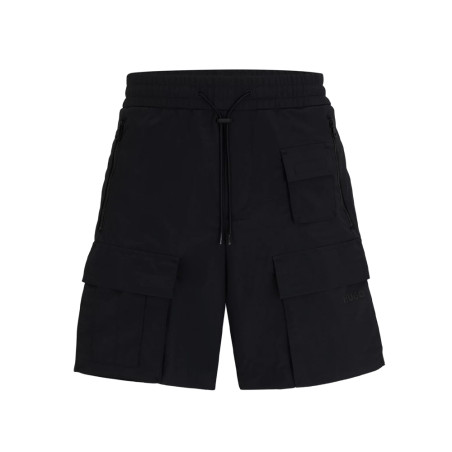 SHORT CARGO EN TOILE DÉPERLANTE HUGO NOIR AVEC POCHE POUR LE TÉLÉPHONE
