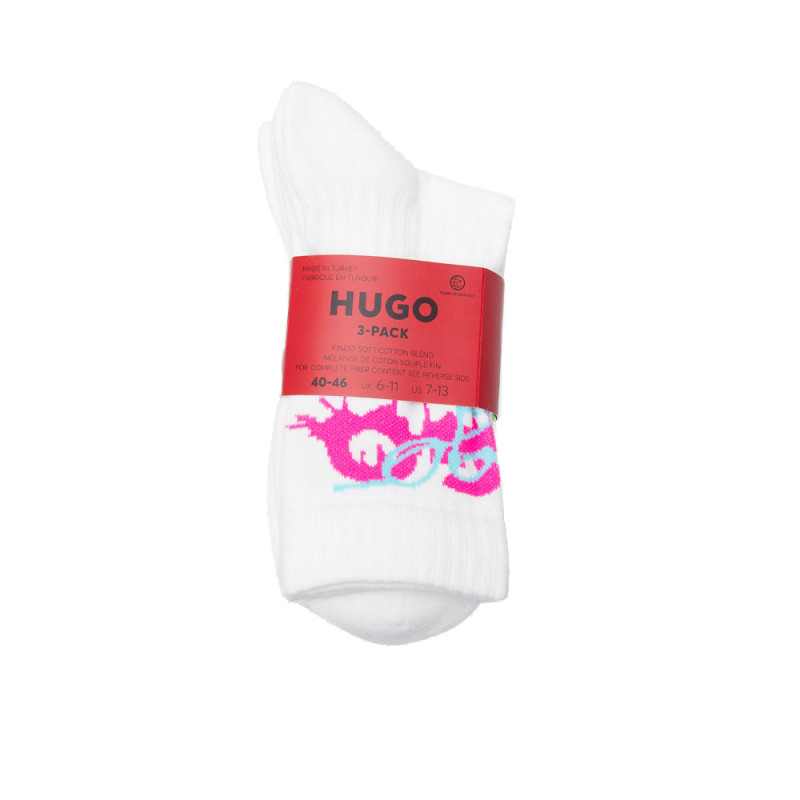 LOT DE 3 PAIRES DE CHAUSSETTES COURTES HUGO AVEC DOUBLE LOGO