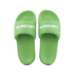 CLAQUETTES LACOSTE VERTES SERVE SLIDE 1. FEMME EN TISSU