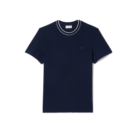 T-Shirt Lacoste en piqué stretch à col rayé | Chez DM'Sports