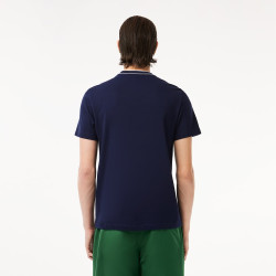 T-Shirt Lacoste en piqué stretch à col rayé | Chez DM'Sports
