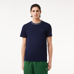 T-Shirt Lacoste en piqué stretch à col rayé | Chez DM'Sports